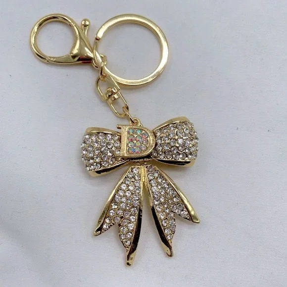 NWT Crystal Embellished Bow Keychain Purse Bag Charm - Picture 4 of 6